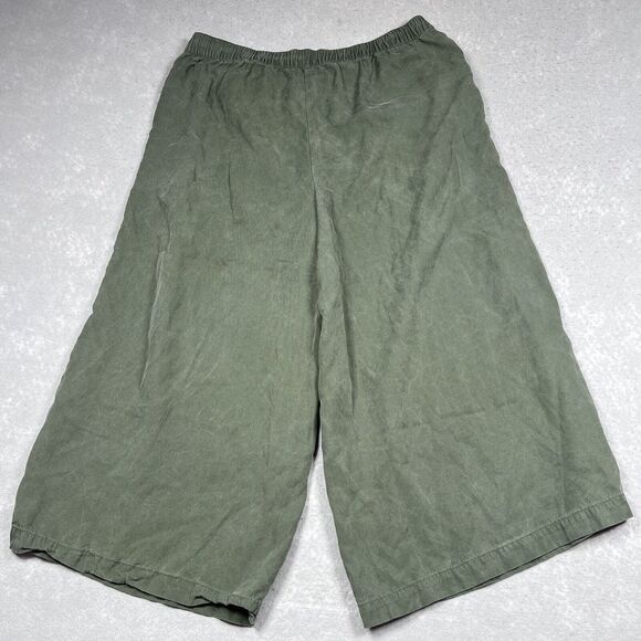 Loft Womens Large Green Wide Leg Cropped Palazzo Pull On Pleated High Rise Pant - Picture 5 of 12